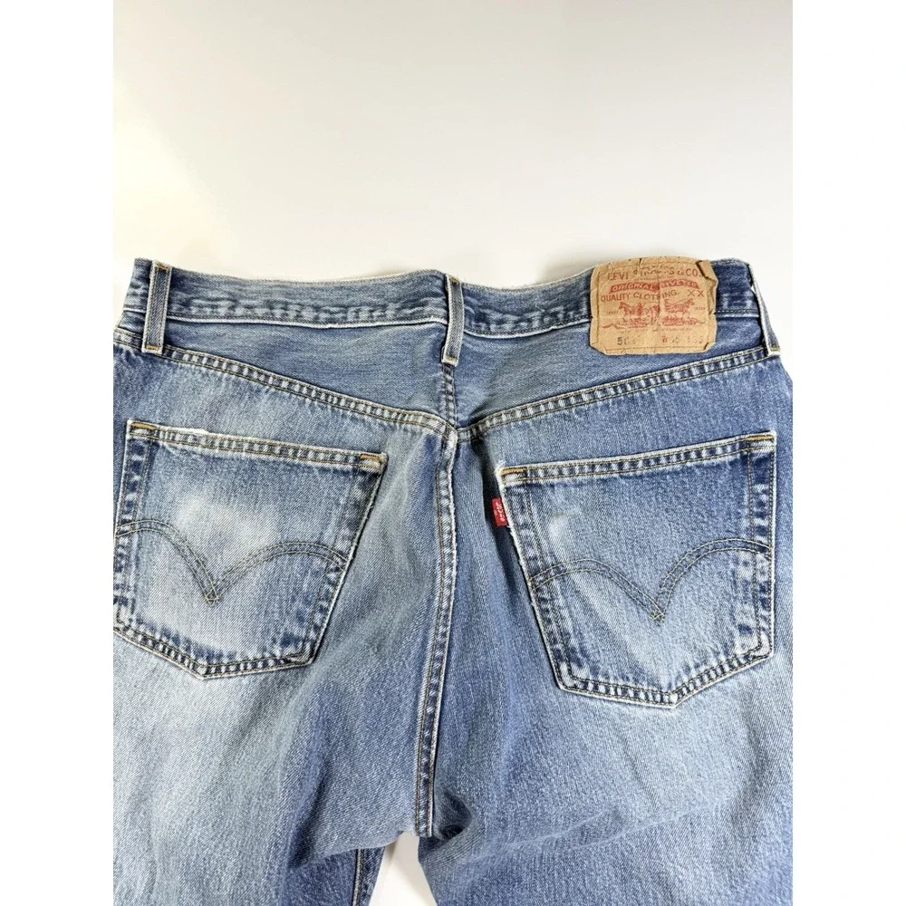 Levi's 501 Denim Blue Jeans Men's‎ 35x33 Distressed Grunge Casual Pants Y2K